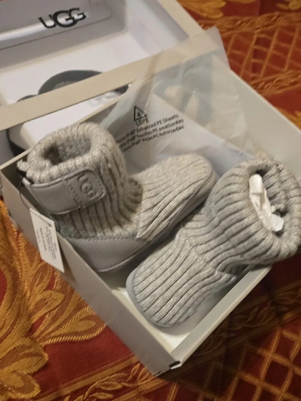 UGG Baby Knit Suede Booties in Light Gray [Baby 2/3] New